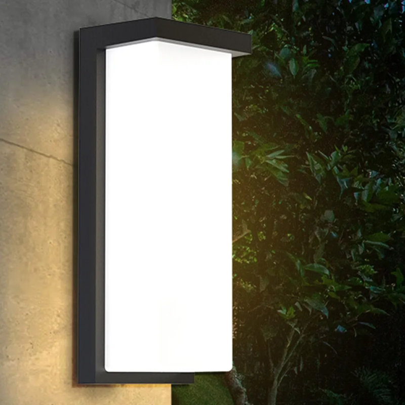 LED Outdoor Rectangle Wall Light, 3 Wattage/Color Selectable, Waterproof, 18-22W Options