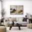 Œuvre abstraite audacieuse neutre avec formes noires et ocre, photos de salon, impression sur toile encadrée-1158263045-1158263052
