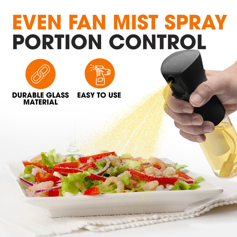 Set of 2 Black Glass Oil Sprayer Bottles 300ml