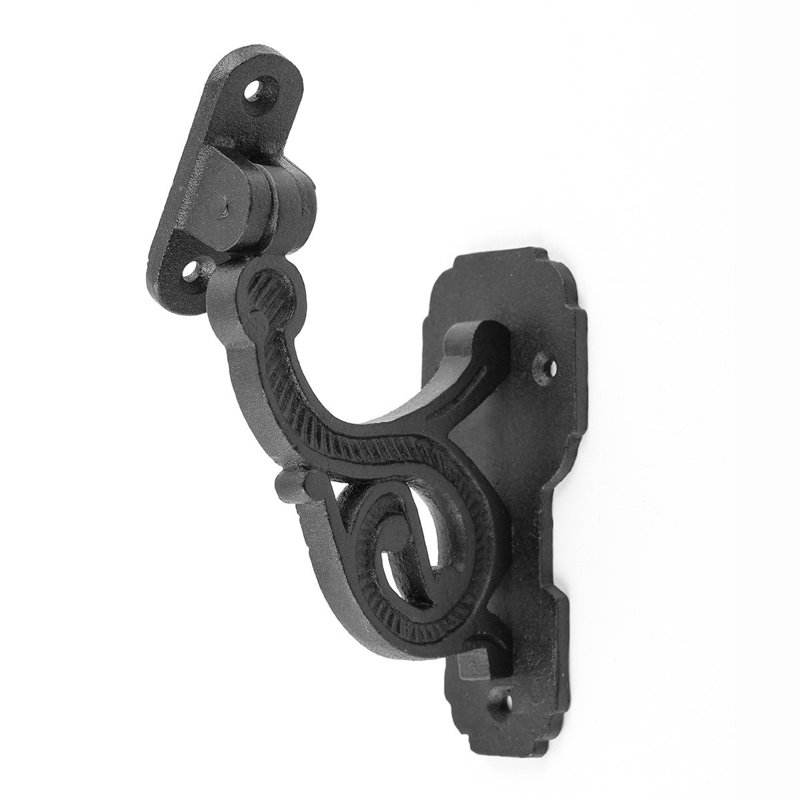 Black Wrought Iron Handrail Bracket for Stairs with Mounting Hardware