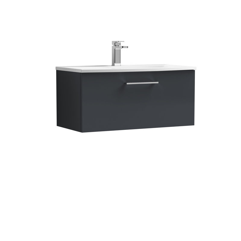Arno 810mm Single Bathroom Vanity with Integrated Vitreous China Basin, Anthracite Woodgrain