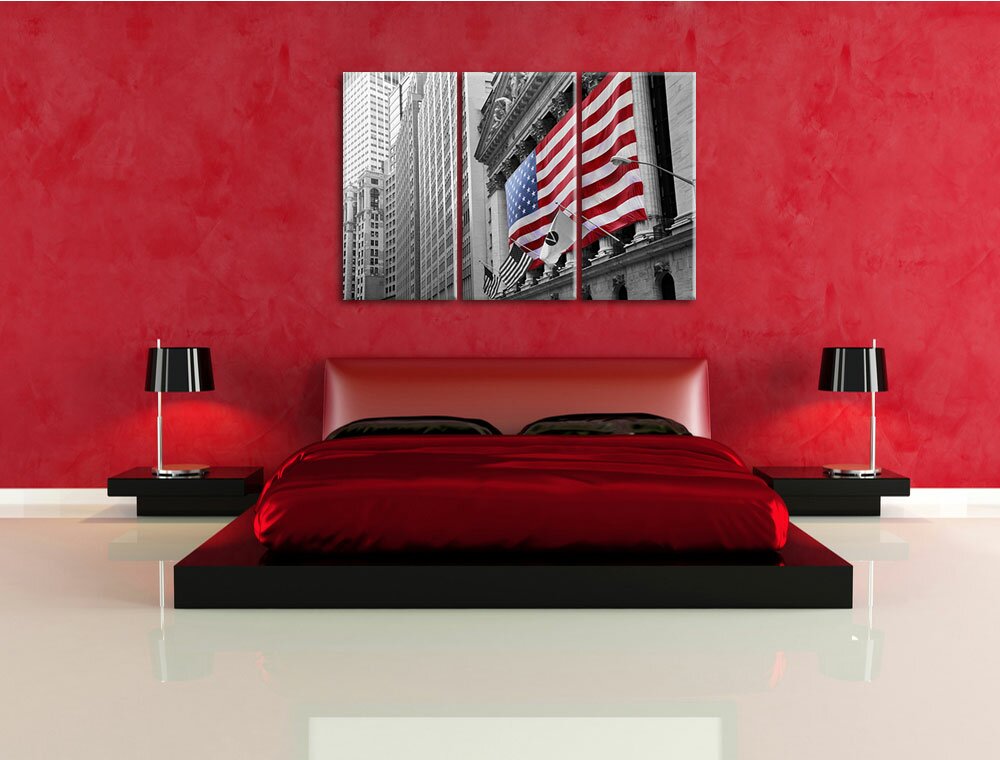 3-tlg. Leinwandbilder-Set „Eindrucksvolle amerikanische Flagge“, Fotodruck 