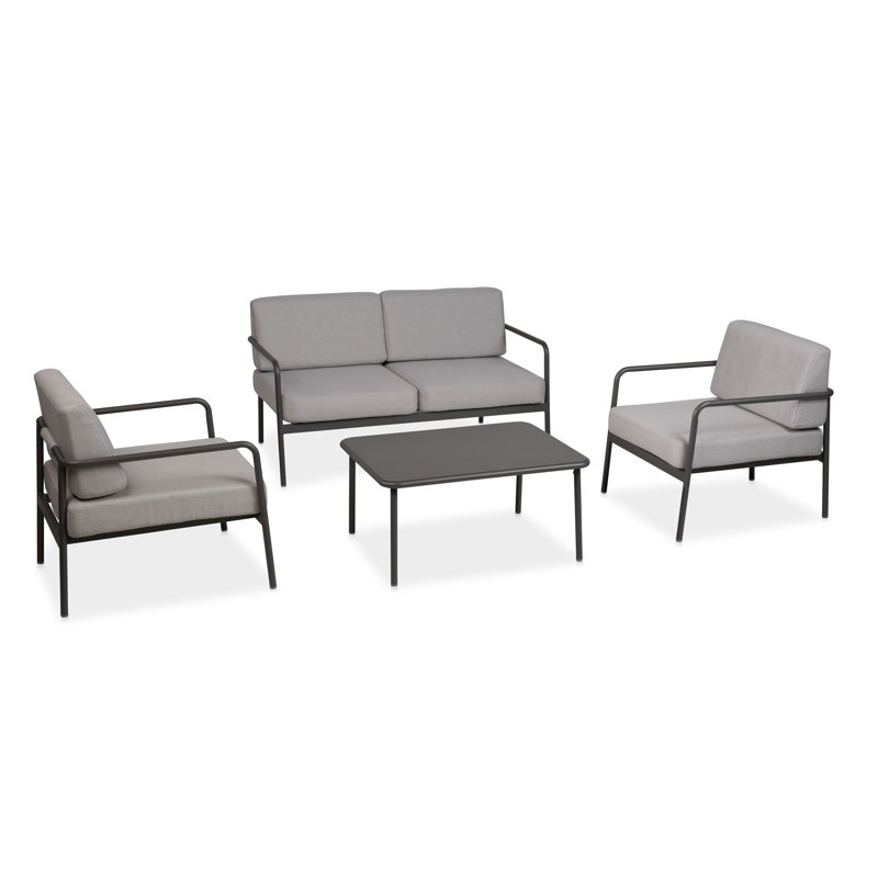 Montauk 4 Piece Deep Seating Set, Grey