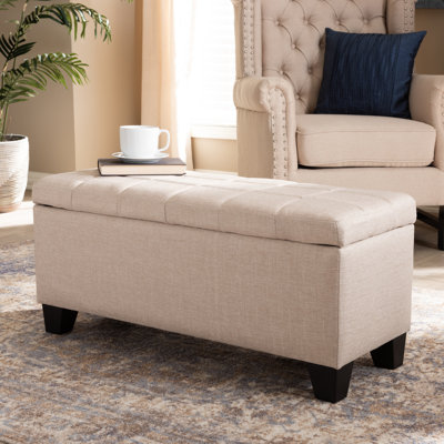 88.9cm Wide Rectangle Solid Colour Ottoman with Storage
