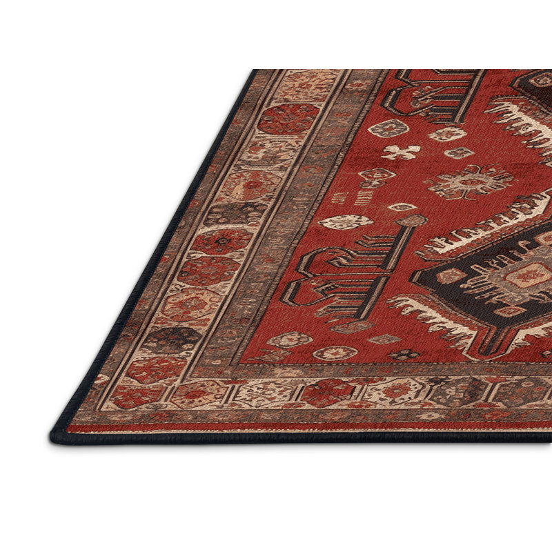 Machine Washable Turkish Brown Area Rug, Rectangulaire 2 pi x 3 pi