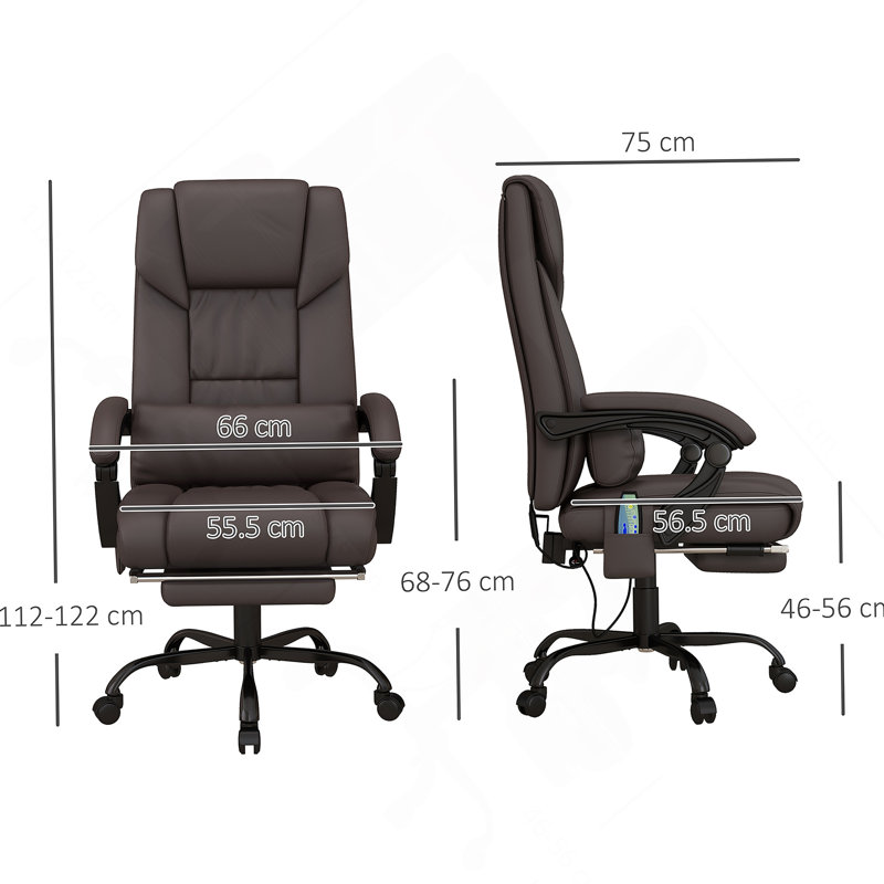 Chaise de bureau avec structure en métal, similicuir, pivotant, support lombaire, roulettes