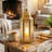 Gold Moroccan Candle Lantern Decorative Candle Holder Lamp for Table or Hanging, Ramadan Decorations, Weddings, Indoor Home Decor, Outdoor Patio or Porch (Set of 2)-452001047-452001041
