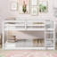 Lit superposé simple au-dessus d'un lit simple en bois massif avec échelle en bois massif et plateforme en lattes renforcées, blanc