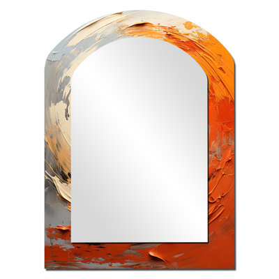 Échos orange et beige de formes modernes II - Miroir mural orange moderne