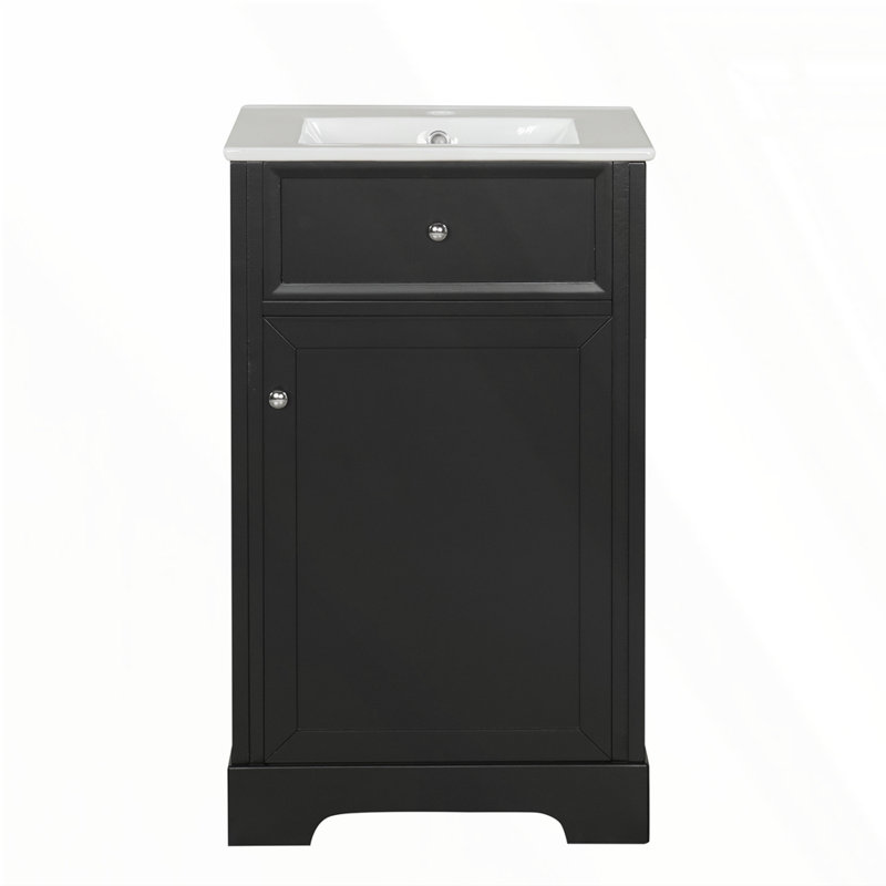 Meuble-lavabo de 20 po avec lavabo, Noir