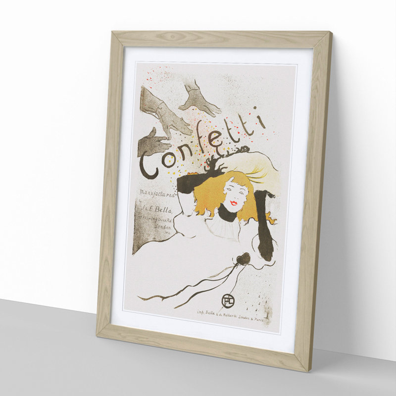 Confetti by Henri de Toulouse-Lautrec - Picture Frame Graphic Art, Oak Framed, 36cm H x 27cm W x 2cm D