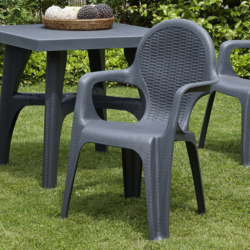 Seren Stacking Patio Dining Armchair, Anthracite Grey