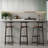 Set Of 3 Bar Stools With Backrest, Footrest And Metal Frame