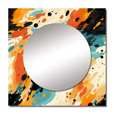Multicolor Feather Fury V - Modern Square Mirror Wall Art For Bathroom