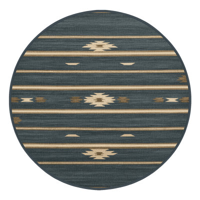 Washable Slate Ivory Striped Area Rug