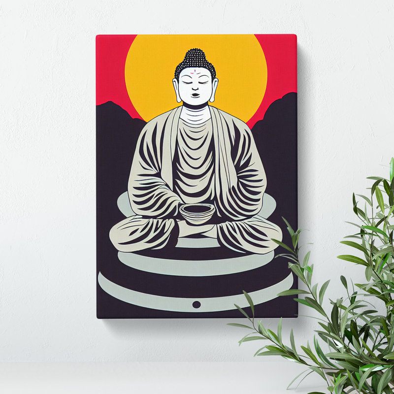 Buddha by Setting Sun - Wall Art, Wrapped Canvas, 60cm H x 40cm W x 3cm D, No Matte