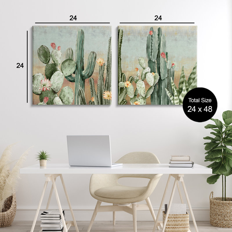 Ensemble de toiles 2 pièces Cactus, H 24 po x l 24 po