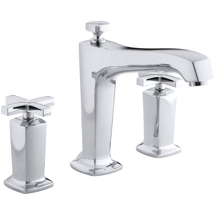 Margaux® Deck-Mount Bath Faucet Trim for High-flow Valve with Diverter Spout and Cross Handles, Valve Not Included