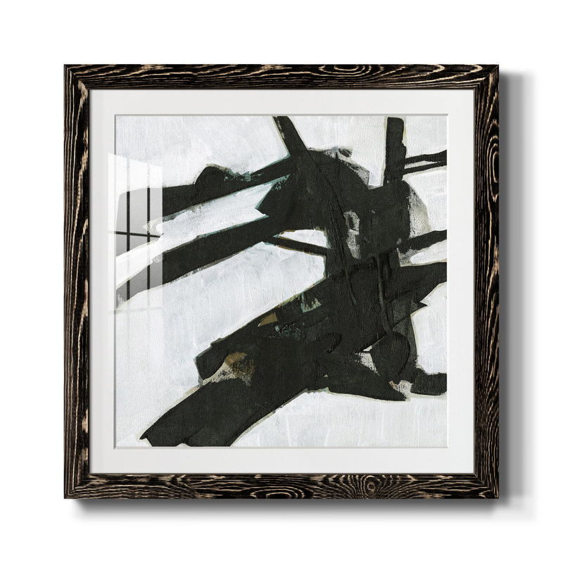 Ode An Kline IX-Premium, reproduction d'art encadrée - prête à être accrochée, Papier encadré noir vieilli, Blanc