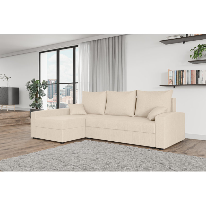 Shray 3 Seater Corner Sofa , Light beige - Cord 205.15