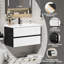 Ensemble de meuble-lavabo simple 36 po noir et blanc Sharee avec lavabo intégré, robinet et drain