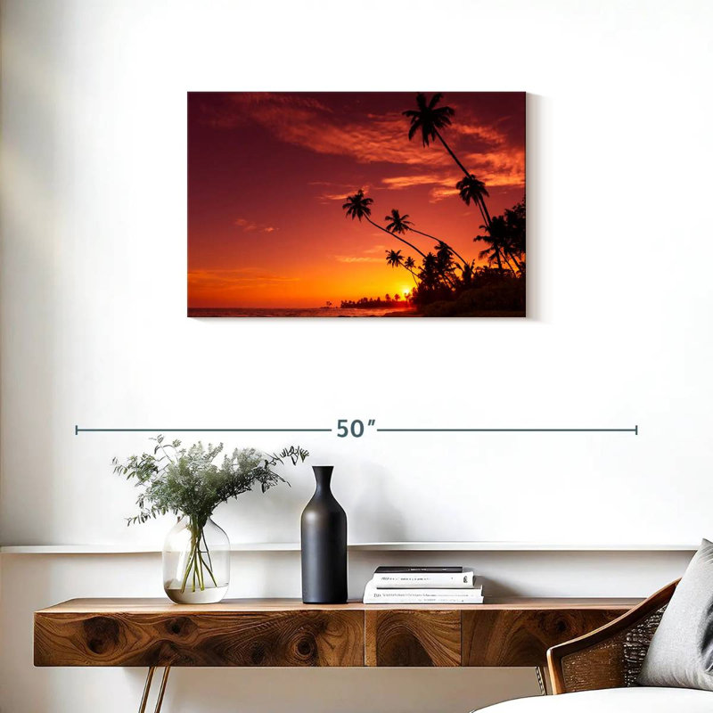 Gillard, palmier jamaïcain, Gillard, coucher de soleil, H 20 po x l 30 po