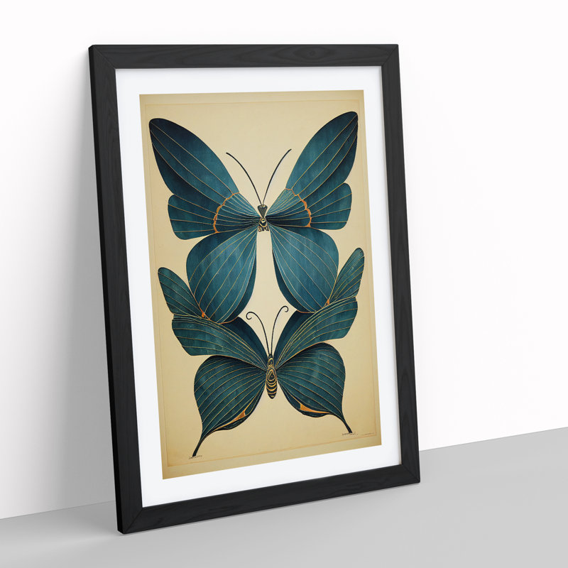 Angelic Butterflies - Single Picture Frame Print, 64cm H x 46cm W x 2cm D, Black
