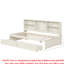 Lit de jour simple blanc crème avec tablettes latérales, tiroirs et tablettes de rangement-1687244608