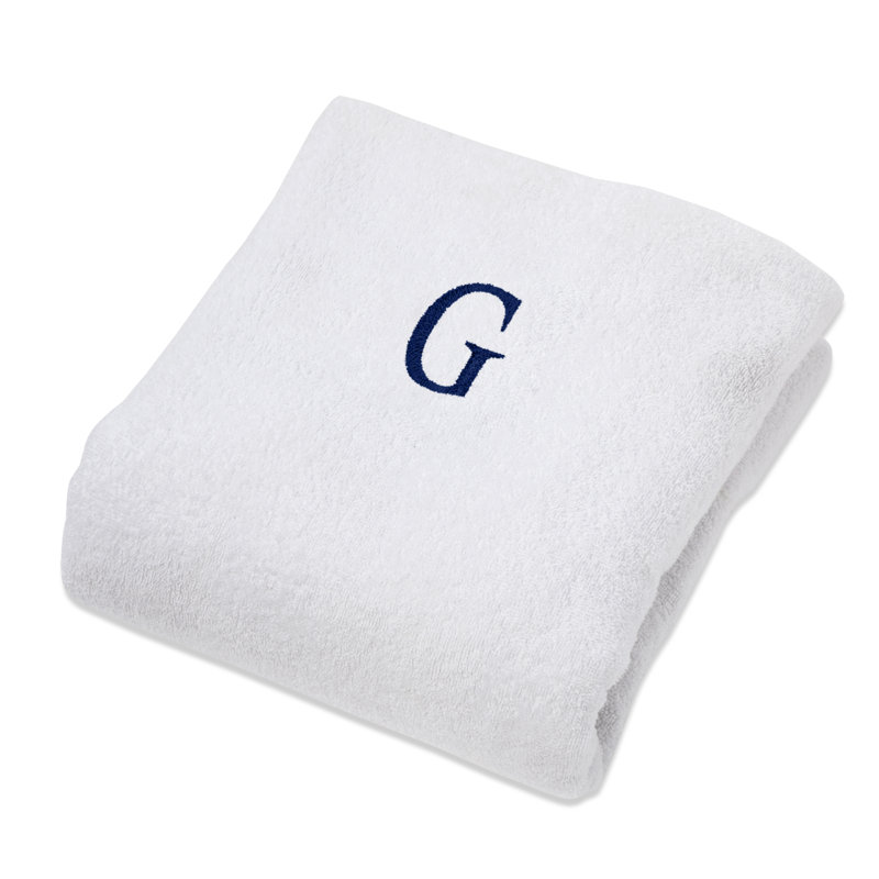 100% Combed Cotton Terry Monogrammed Patio Chaise Lounge Chair Cover, G