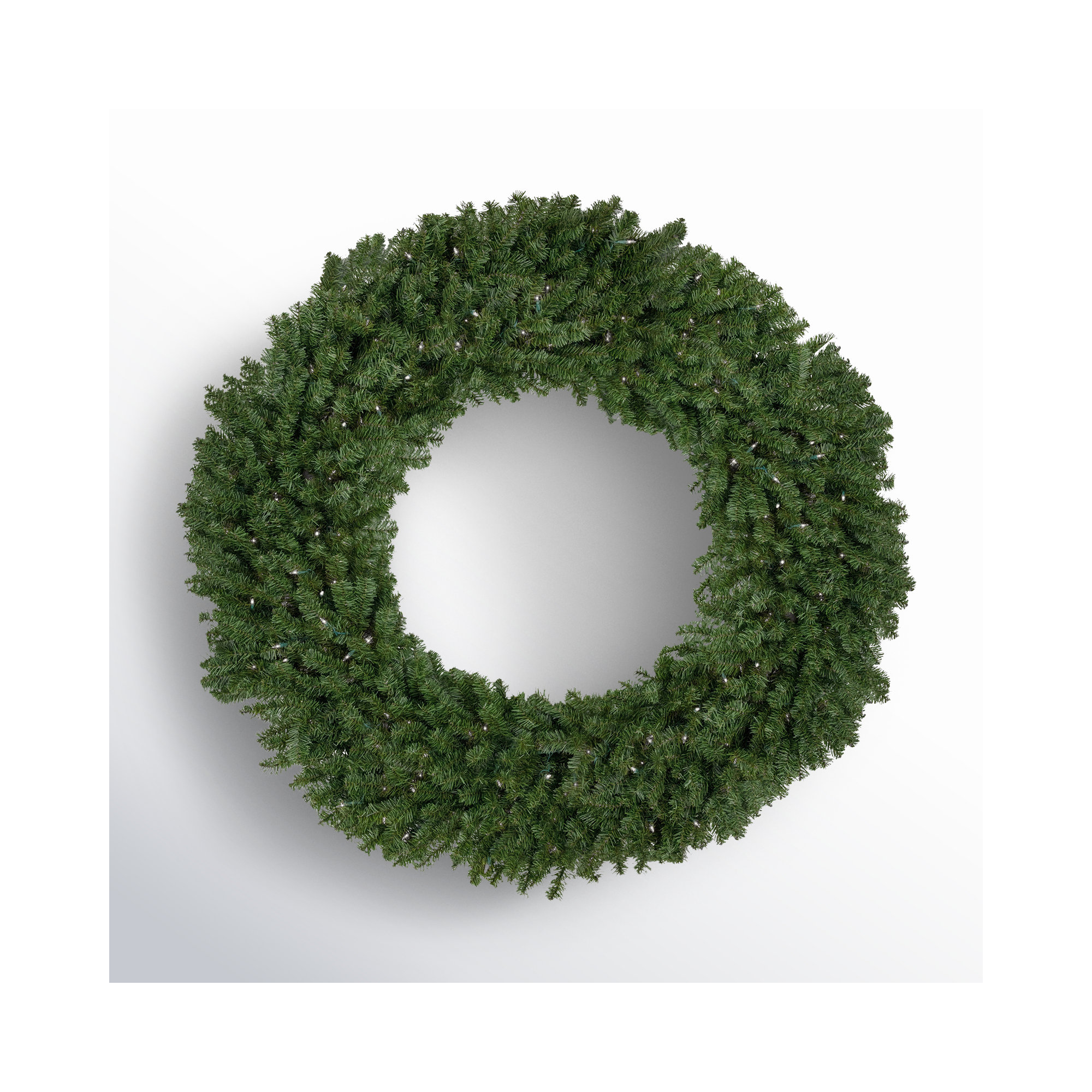 5' Pre-Lit Commercial Canadian Pine Artificial Christmas Wreath, Clear/White