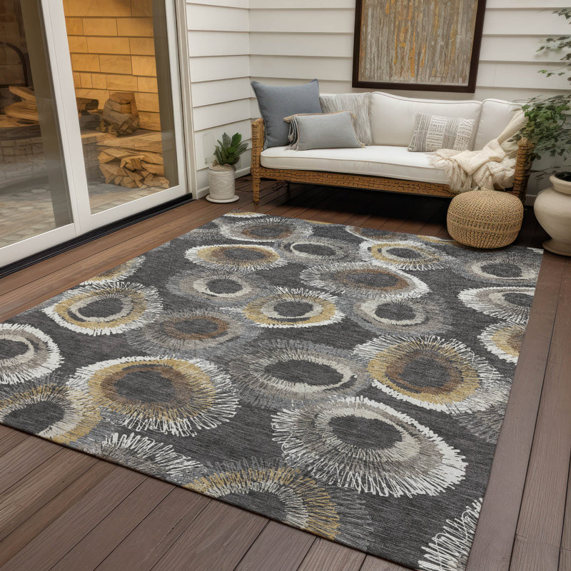 Machine Washable Indoor/Outdoor Corbin ACN2278 Geometric Rug, Rectangulaire 3 pi x 5 pi