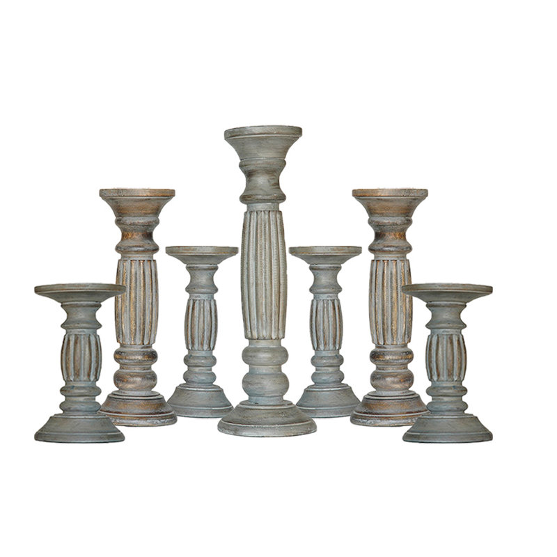 Pilier en bois 15 po, Poli foncé_1, 6,9,12,15,12,9,6 pouces, 7