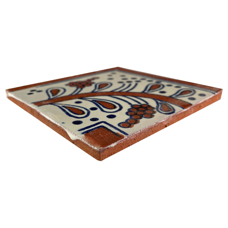 4.2" x 4.2" 9pcs TalaMex Terracota Bower Corner Talavera Mexican Tile