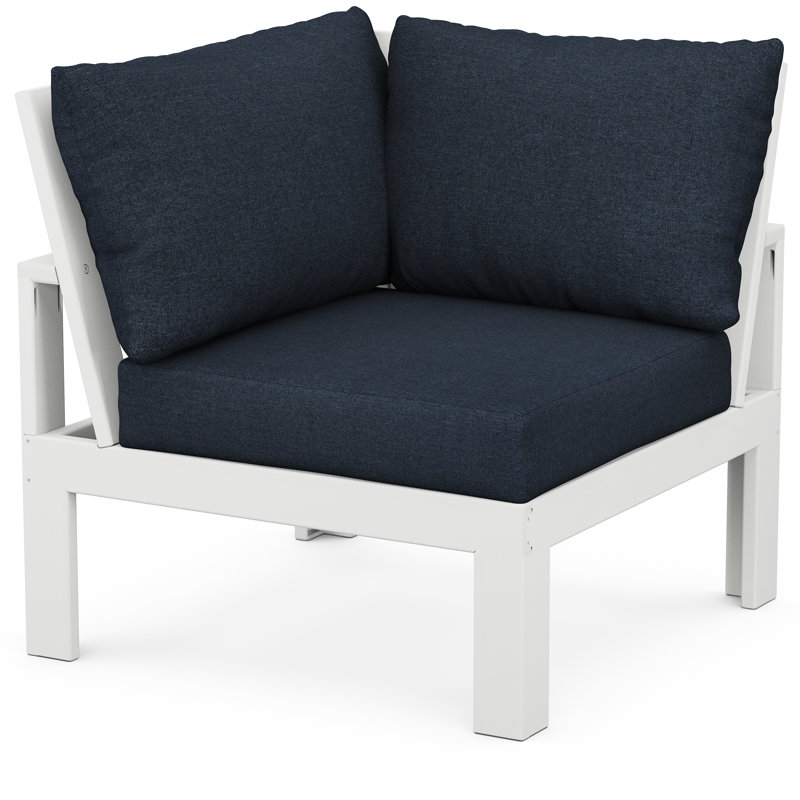 POLYWOOD® Edge Modular Corner Chair, Marine Indigo Revolution®, White