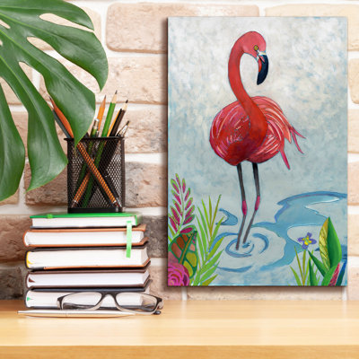 Toile épique «Vivid Flamingo 2» par Chariklia Zarris, graffiti épique, 12 po x 18 po