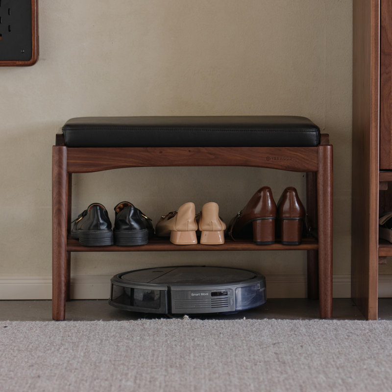 Banc à chaussures en noyer noir, Brun, 31.5"
