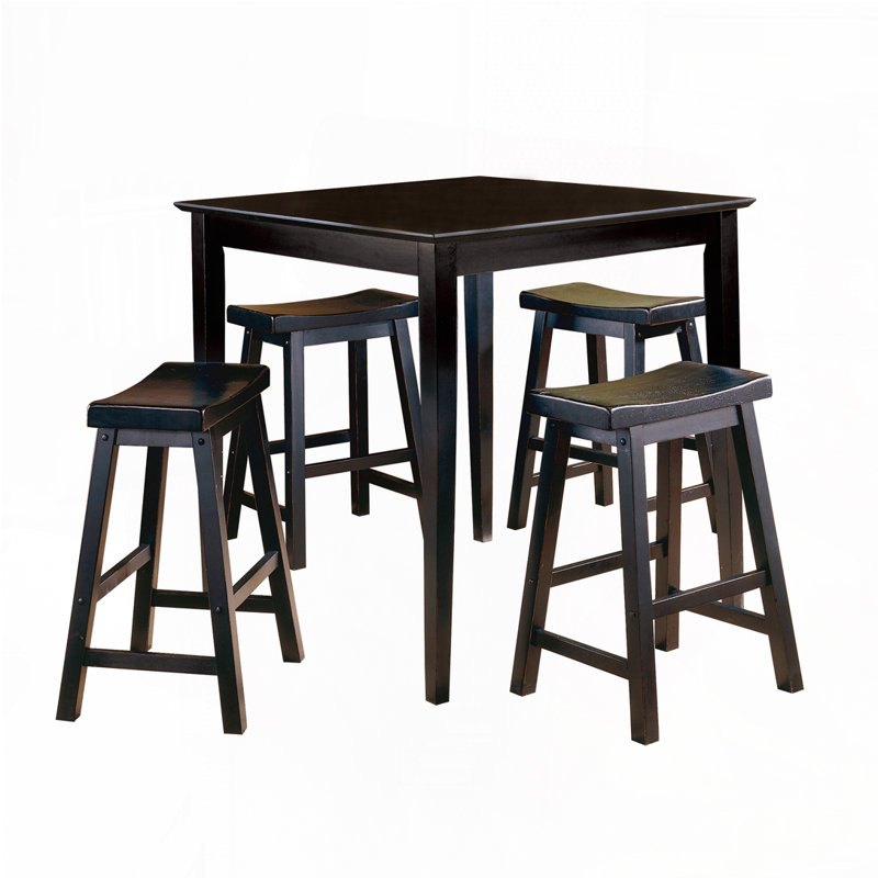 Ensemble de tabourets de bar sans dossier, pieds en bois, Noir