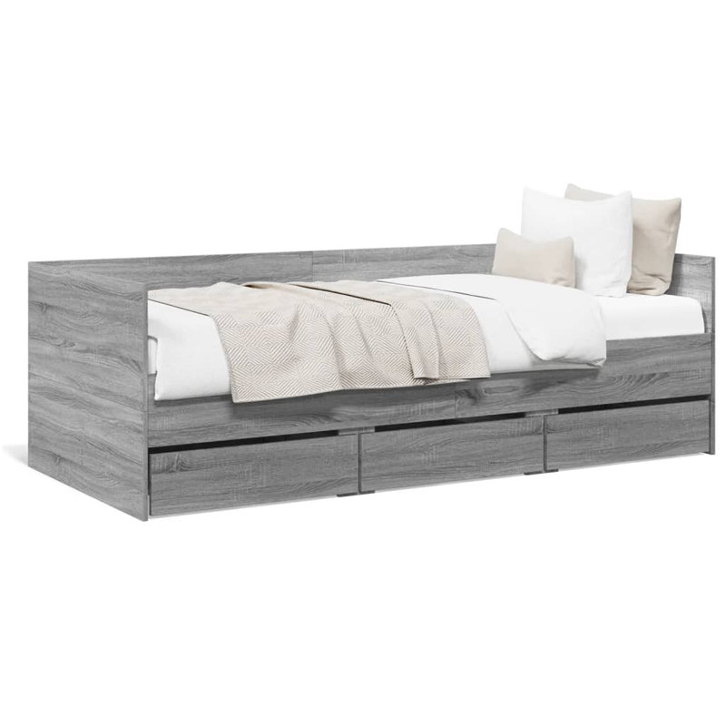 Vidaxl Daybed With Drawers, Black, UK Small Single - DE 75 x 190 cm