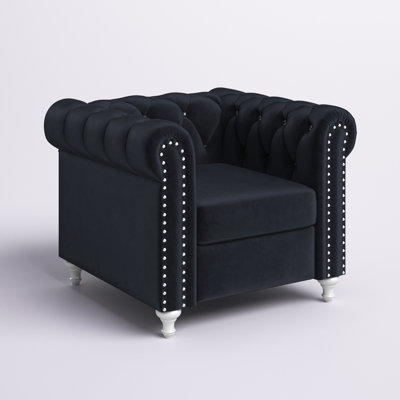Latonya Black Velvet Accent Chair