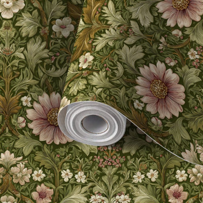 Papier peint auto-adhésif et amovible, papier peint à motif de vigne florale botanique rétro auto-adhésif et amovible 17,7 po x 118 po (45 x 300 cm)