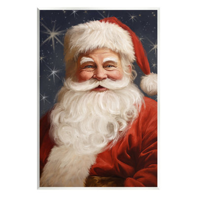 Smiling Santa Claus Portrait Wall Plaque Art by Ramona Murdock
