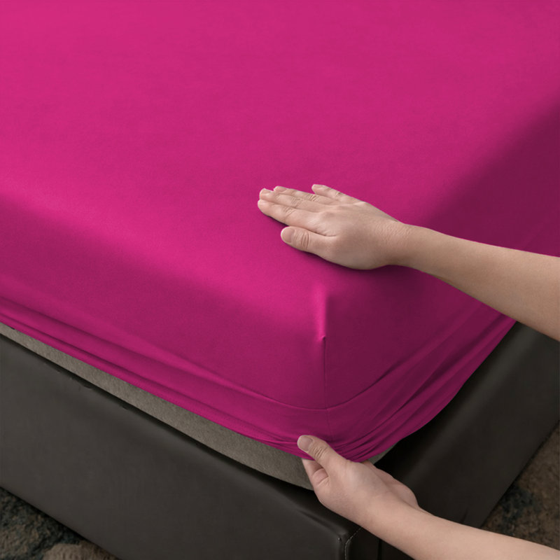 Aspire Homeware Premium 25cm Deep Fitted Sheet for Stylish and Comfortable Bedding, Hot Pink, Single (3')