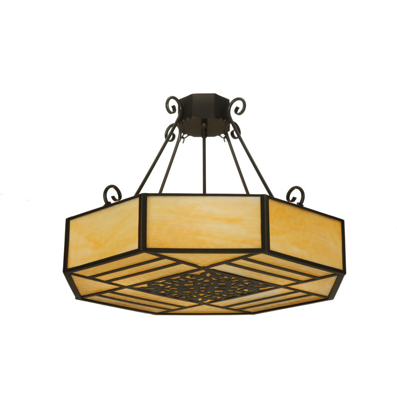 Lustre géométrique unique à 4 lumières, H 22 po x 32,25 po x 32,25 po