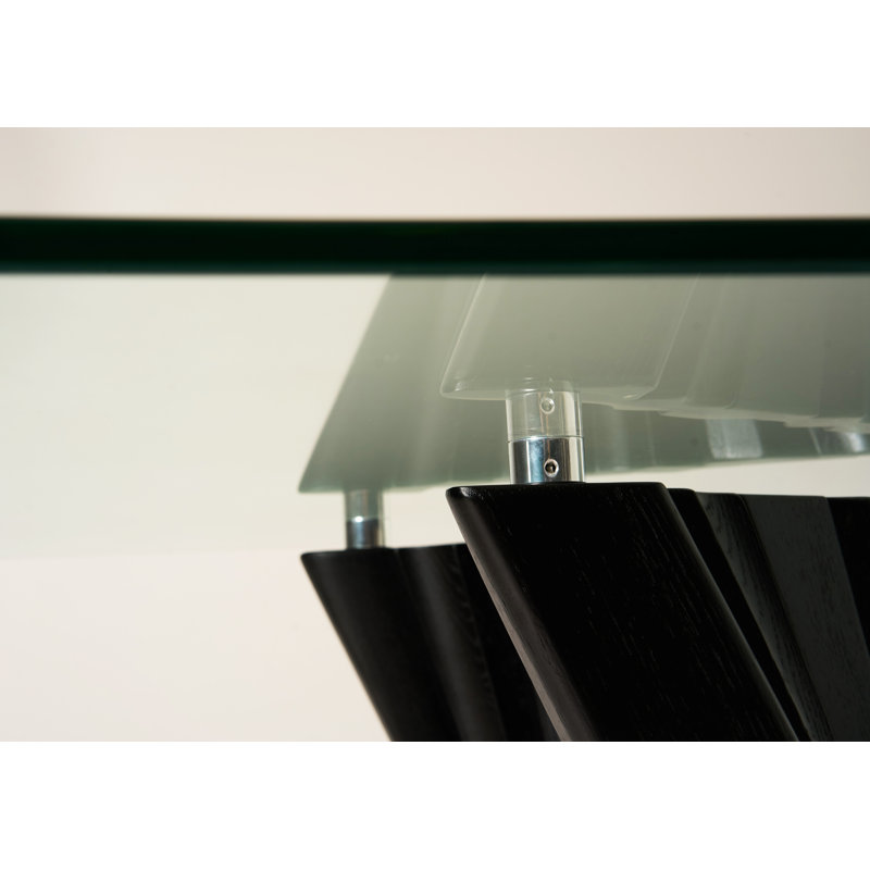 Avanicole Ash Glass Top Dining Table, Black Ash
