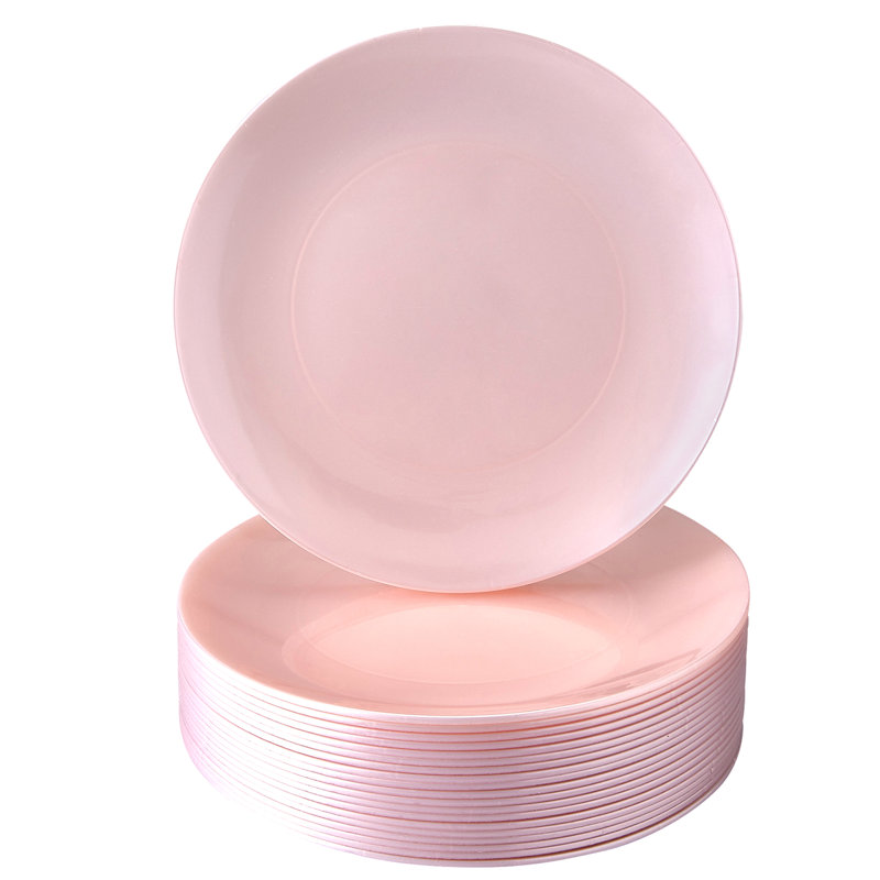 Assiette à dessert jetable en plastique épais, Rosé