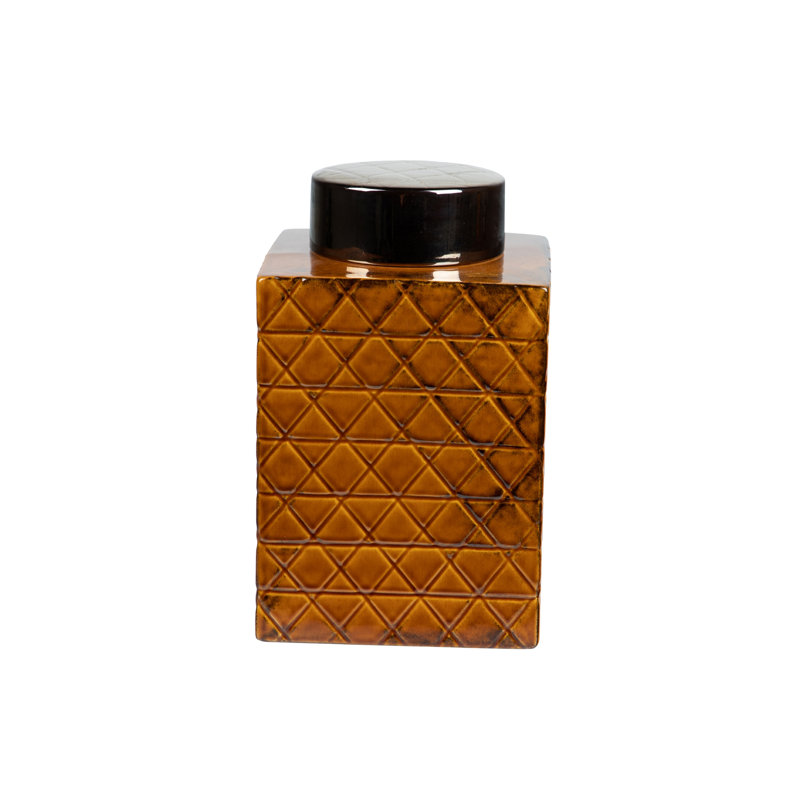 Garlington Ceramic Jar, 31cm H x 19cm W x 19cm D, Orange/Black