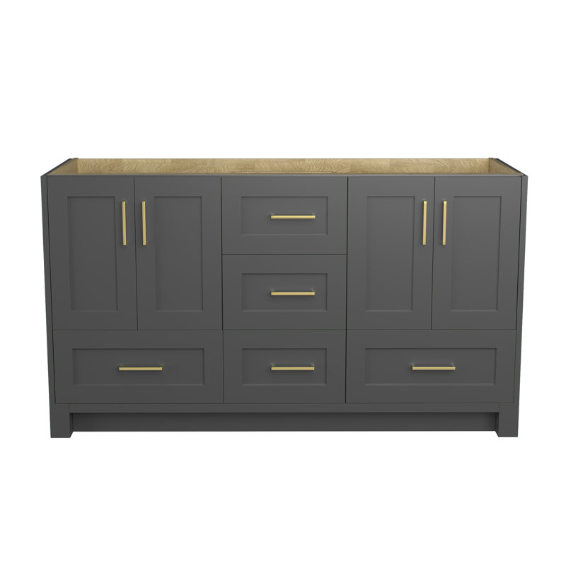 Base de meuble-lavabo double Taranika, Gris foncé