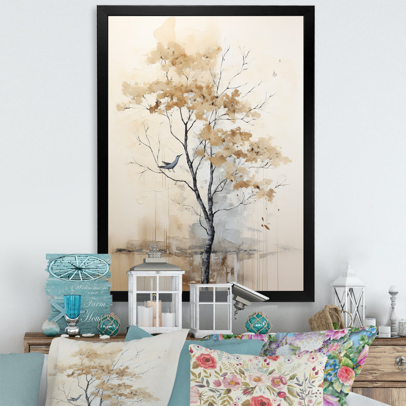 Arbre africain africain, minimalisme IV - impression d'art mural arbre africain, Cadre simple noir, H 32 po x l 24 po