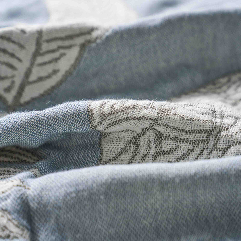 Jeté 100% coton Boho, Tropical Leave Bule