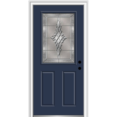 Porte d'entrée pré-suspendue en fibre de verre 1/2 panneau 2 panneaux Grace Grace